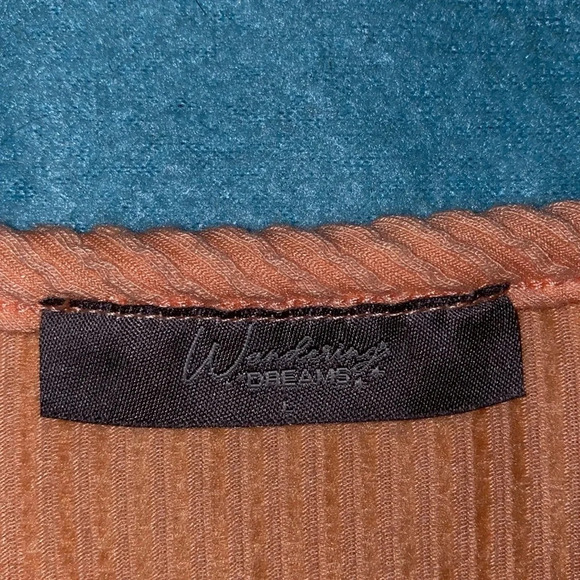 WANDERING DREAMS rib knit maxi tank dress 2 pockets peach stretchy NEW size L - Picture 4 of 8